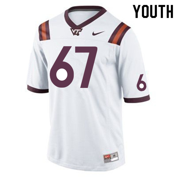 Youth #67 Gideon Driscoll Virginia Tech Hokies College Football Jerseys Sale-White